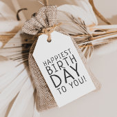 ミニマルモダンリストニュートラル最も幸せな誕生日 ギフトタグ