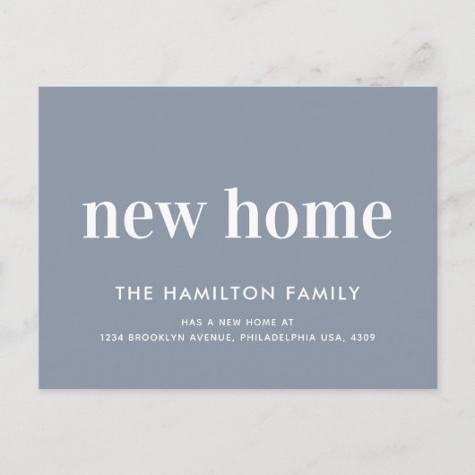 ミニマルモダンリストニューホームダスティブルー 案内ポストカード (正面)