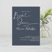 ミニマルモダンリストネイビーブルーブライダルシャワー 招待状 (スタンド正面)