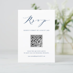 ミニマルモダンリストネイビーブルー結婚のQRコード 出欠カード