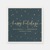ミニマルモダンリストハッピーホリデイズビジネス名 スタンダードカクテルナプキン (正面)
