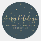 ミニマルモダンリストハッピーホリデイズビジネス名 ラウンドシール (正面)