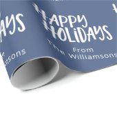 ミニマルモダンリストハッピーホリデーシンプルズ青い名前 ラッピングペーパー (ロールコーナー)