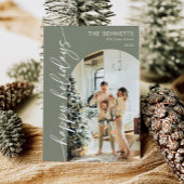 ミニマルモダンリストハッピーホリデーズアーチフォト シーズンカード