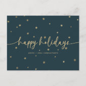 ミニマルモダンリストハッピーホリデーズスクリプトビジネス シーズンポストカード (正面)