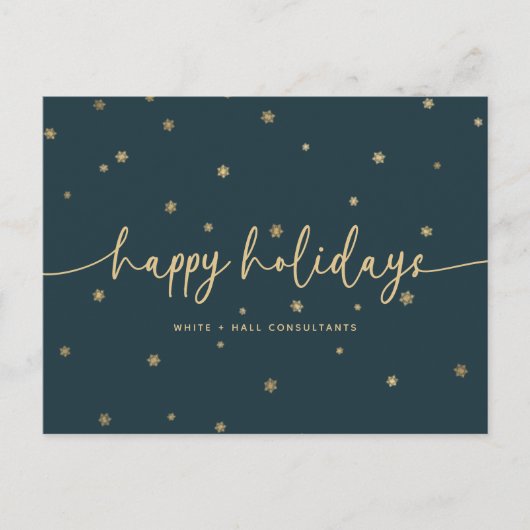 ミニマルモダンリストハッピーホリデーズスクリプトビジネス シーズンポストカード (正面)
