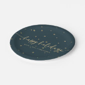 ミニマルモダンリストハッピーホリデーズスクリプトビジネス ペーパープレート (アングル)