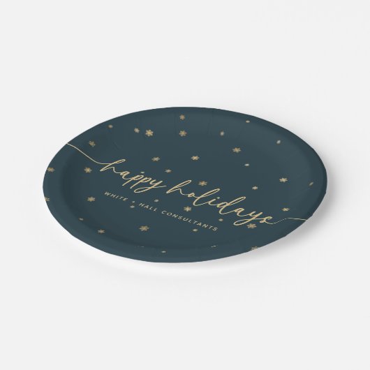ミニマルモダンリストハッピーホリデーズスクリプトビジネス ペーパープレート (アングル)