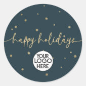 ミニマルモダンリストハッピーホリデーズビジネスロゴ ラウンドシール (正面)