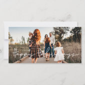 ミニマルモダンリストハッピーホリデーズファミリーフォト シーズンカード (正面)