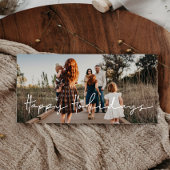 ミニマルモダンリストハッピーホリデーズファミリーフォト シーズンカード