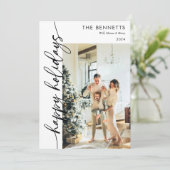 ミニマルモダンリストハッピーホリデーズフォトコラージュ シーズンカード (スタンド正面)