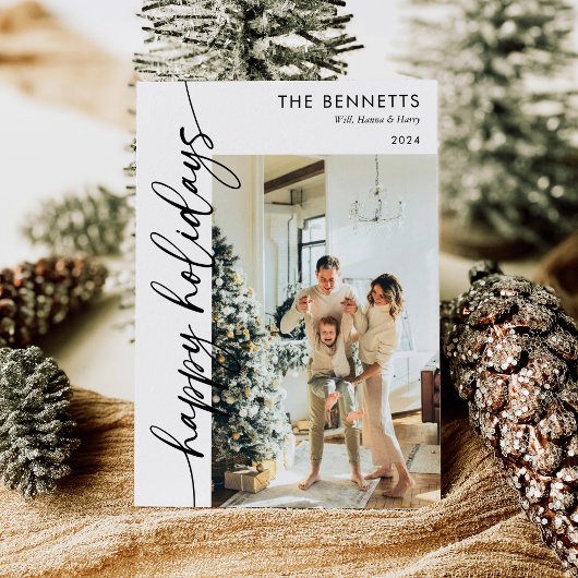 ミニマルモダンリストハッピーホリデーズフォトコラージュ シーズンカード