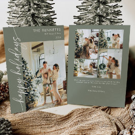 ミニマルモダンリストハッピーホリデーズフォトコラージュ シーズンカード