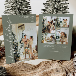 ミニマルモダンリストハッピーホリデーズフォトコラージュ シーズンカード