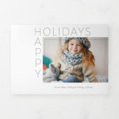 ミニマルモダンリストハッピーホリデータイポグラフィ写真 三つ折りクリスマスカード (カバー)