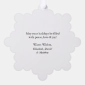 ミニマルモダンリストハッピーホリデー写真 オーナメントカード (裏面)