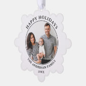 ミニマルモダンリストハッピーホリデー写真 オーナメントカード (左)
