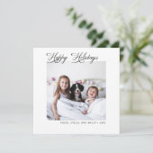 ミニマルモダンリストハッピーホリデー写真 シーズンカード (スタンド正面)