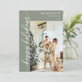 ミニマルモダンリストハッピーホリデー写真 シーズンカード (スタンド正面)