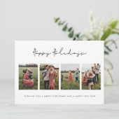 ミニマルモダンリストハッピーホリデー4フォトコラージュ シーズンカード (スタンド正面)