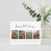 ミニマルモダンリストハッピーホリデー4フォトコラージュ シーズンポストカード (スタンド正面)