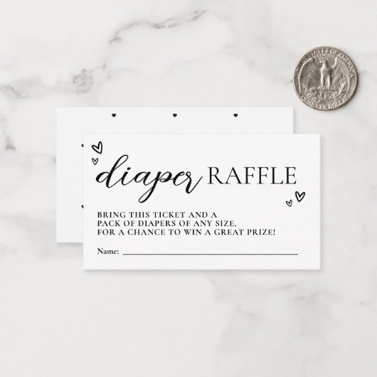 ミニマルモダンリストハローベビーシャワーおむつラッフル ノートカード (正面/裏面インサイチュ)