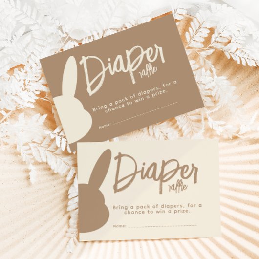 ミニマルモダンリストバニー赤ちゃんシャワーおむつラッフル エンクロージャーカード