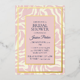 ミニマルモダンリストパステルピンクブライダルシャワー 箔招待状