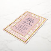 ミニマルモダンリストパステルピンクブライダルシャワー 箔招待状 (回転した状態)