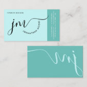 ミニマルモダンリストパステルブルースクリプトモノグラム 名刺 (正面/裏面)