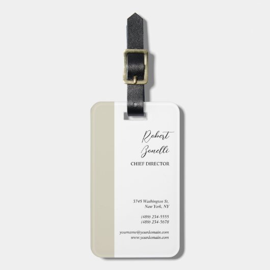 ミニマルモダンリストパステル白パーソナライズされた色 ラゲッジタグ (正面縦)