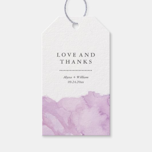 ミニマルモダンリストパープルウォーター結婚式の引き出物 ギフトタグ (正面)