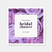 ミニマルモダンリストパープルバラブライダルシャワー スタンダードカクテルナプキン (正面)