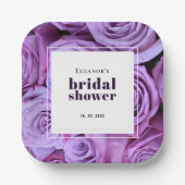 ミニマルモダンリストパープルバラブライダルシャワー ペーパープレート (正面)