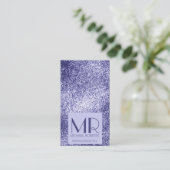 ミニマルモダンリストパープルフォイルメタルタイポグラフィ 名刺 (スタンド正面)