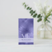ミニマルモダンリストパープルフォイルメタルタイポグラフィ 名刺 (スタンド正面)