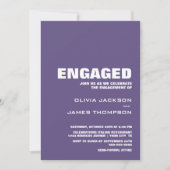 ミニマルモダンリストパープル婚約パーティ 招待状 (正面)