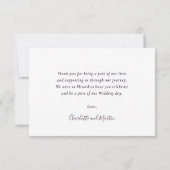 ミニマルモダンリストパープル結婚ズ サンキューカード (裏面)