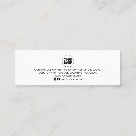 ミニマルモダンリストビジネスありがとうございました注文の挿入 スキニー名刺 (裏面)