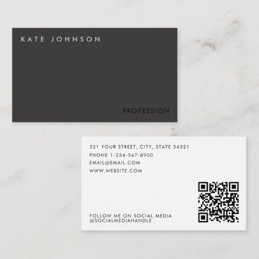 ミニマルモダンリストビジネスプロフェッショナルQRコード 名刺 (正面/裏面)