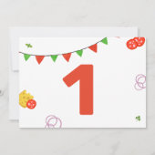 ミニマルモダンリストピザパーティーファースト誕生日 招待状 (裏面)