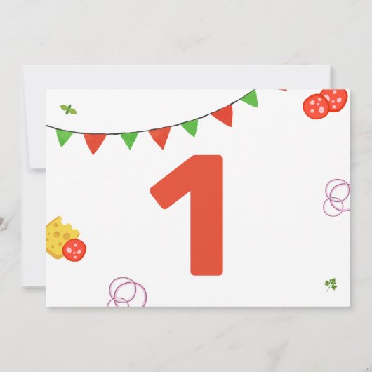 ミニマルモダンリストピザパーティーファースト誕生日 招待状 (裏面)