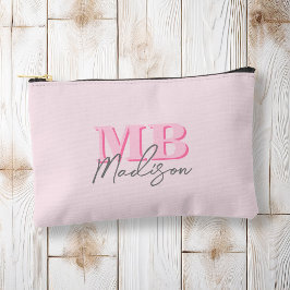 ミニマルモダンリストピンクイニシャルモノグラム アクセサリーポーチ