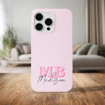 ミニマルモダンリストピンクイニシャルモノグラム iPhone 15 PRO MAXケース<br><div class="desc">ミニマルなパーソナライズされたイニシャルと台本の書モダン道モノグラム名で独自の電話ケースを作成する。さまざまな色サイズで利用可能。</div>