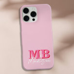 ミニマルモダンリストピンクイニシャルモノグラム iPhone 15 PRO MAXケース<br><div class="desc">ミニマルなパーソナライズされたイニシャルと台本の書モダン道モノグラム名で独自の電話ケースを作成する。さまざまな色サイズで利用可能。</div>