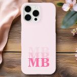 ミニマルモダンリストピンクイニシャルモノグラム iPhone 16 PRO MAXケース<br><div class="desc">ピンクのミニマルモダンイニシャルモノグラムの電話ケース。独自のiPhoneパーソナライズされたケースを作成しカスタムて、イニシャル名。</div>