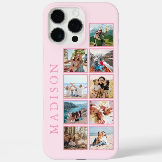 ミニマルモダンリストピンクカスタムク写真モノグラム Case-Mate iPhoneケース (裏面)