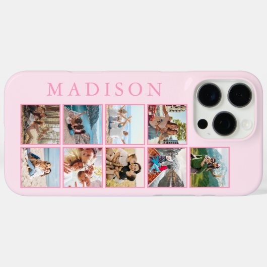 ミニマルモダンリストピンクカスタムク写真モノグラム Case-Mate iPhoneケース (裏面 (横))