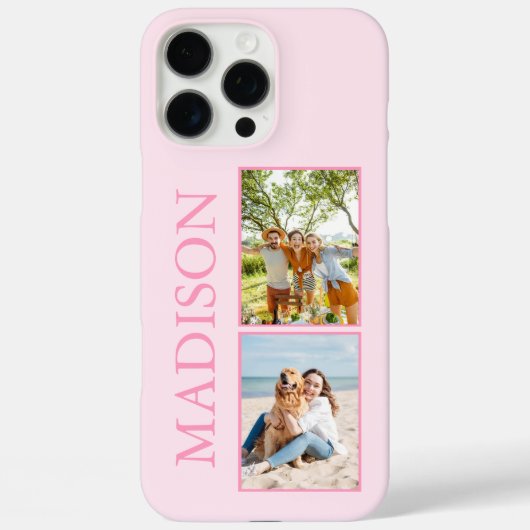 ミニマルモダンリストピンクカスタムク写真モノグラム Case-Mate iPhoneケース (裏面)